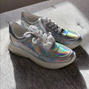 Aqua holographic sneakers